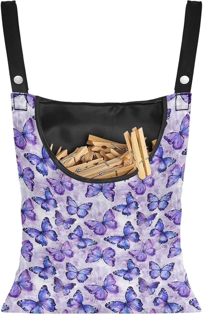 2 Pcs Butterfly Purple Clothespin Bag by Unknown