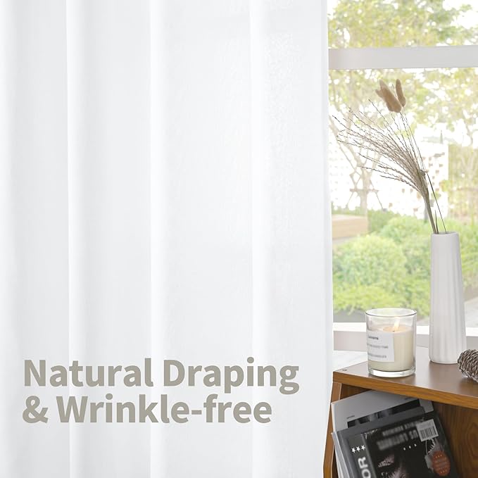 YoungsTex White Linen Curtains 78 Inch Length - Image 5