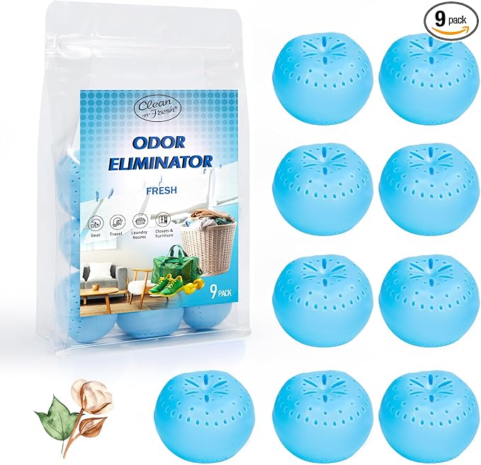 9 Pack Baking Soda Deodorizers, Fresh Scent Shoe Deodorizer Balls, Air Freshener by Clean-n-Fresh