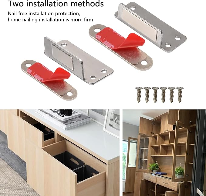 Mousike Double Magnetic Door Catch，60lb Stainless Steel Cabinet Door Magnets - Image 5