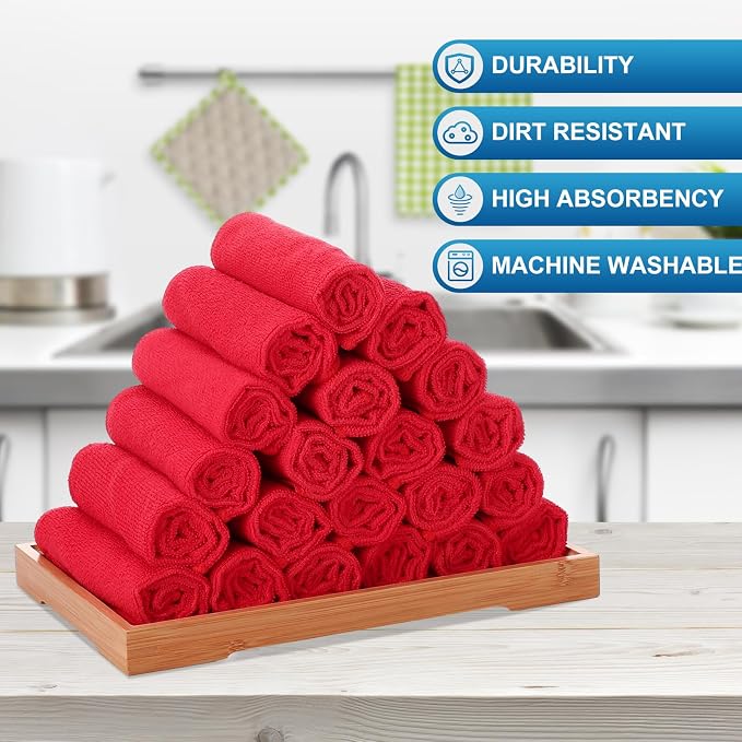 Tenare 100 Pack 12'' x 12'' Microfiber Cleaning Cloths Reusable Cleaning Rags - Image 3
