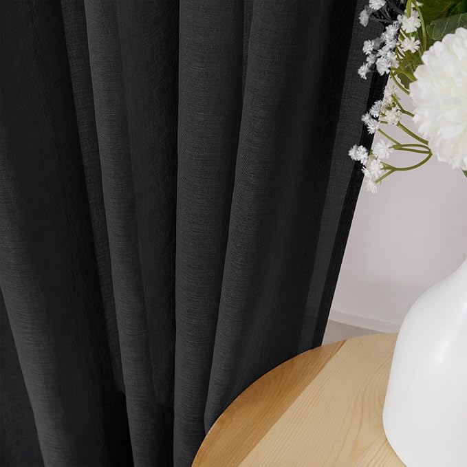 Tollpiz Sheer Curtains Living Room Linen Textured Curtain Sheers Light - Image 3