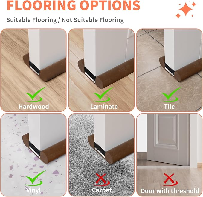 Upgraded Door Draft Stopper for Bottom of Door, Under Door Gap Filler for Big - Image 8