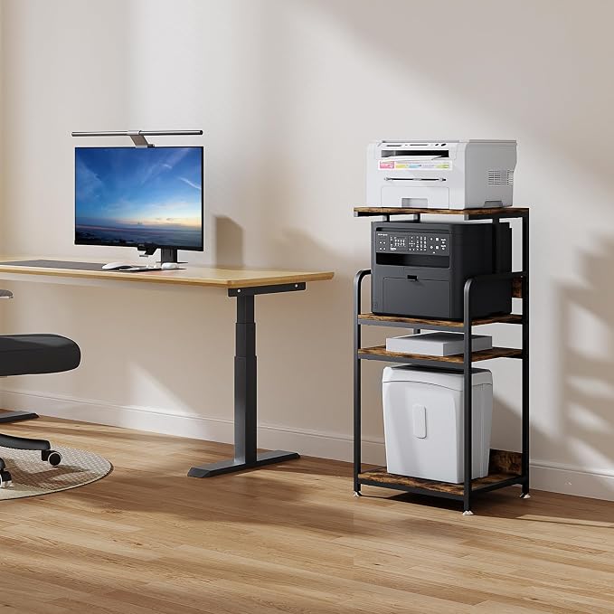 4 Tier Printer Stand with Storage Shelf, Large Tall Printer Table - Image 7