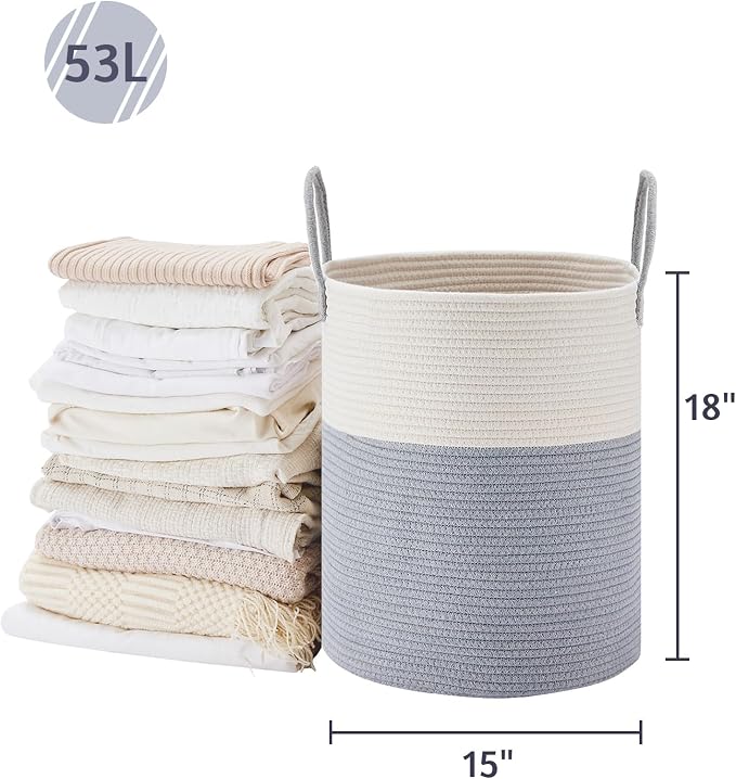 VIPOSCO Large Laundry Hamper, Tall Woven Rope Storage Basket - Image 5