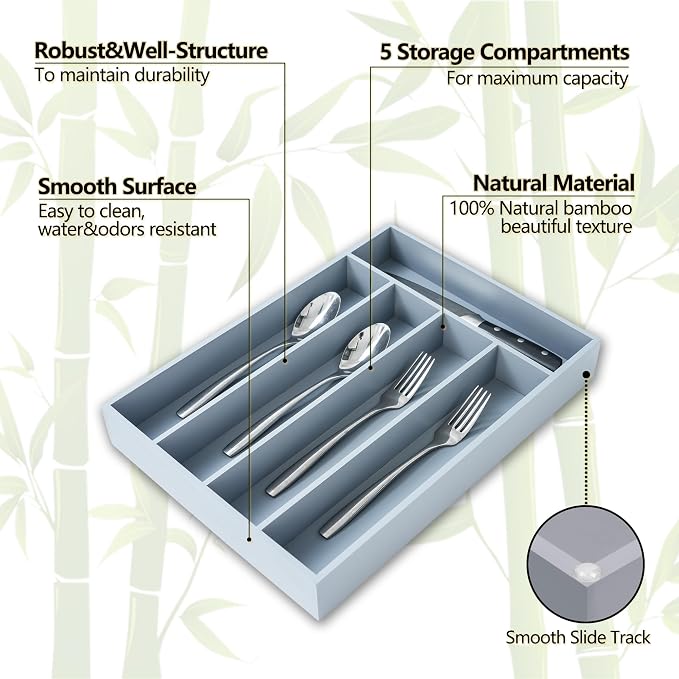 Silverware Organizer, 2 Pack 10 Inch Utensil Organizer Kitchen Drawer Organizer - Image 3