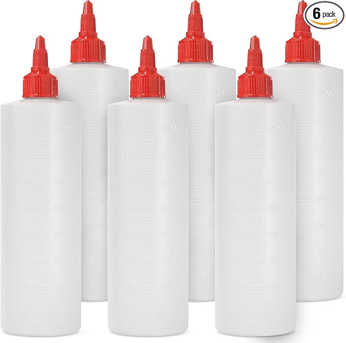 6-pack Plastic Squeeze Bottles for Sauces - 16oz Condiment Squeeze Bottles for by HomesteadChoice
