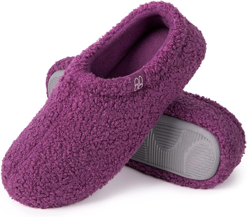 HomeTop Women's Fuzzy Curly Fur Memory Foam Loafer Slippers by HomeTop