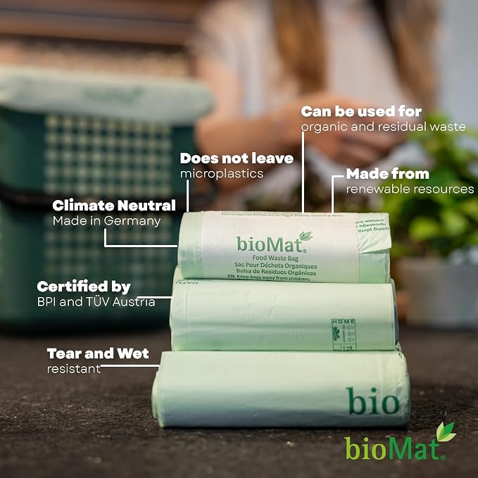 bioMat 1.2 Gallon Compostable Bags, Countertop Bin Liners, BPI ASTM D6400 and - Image 3