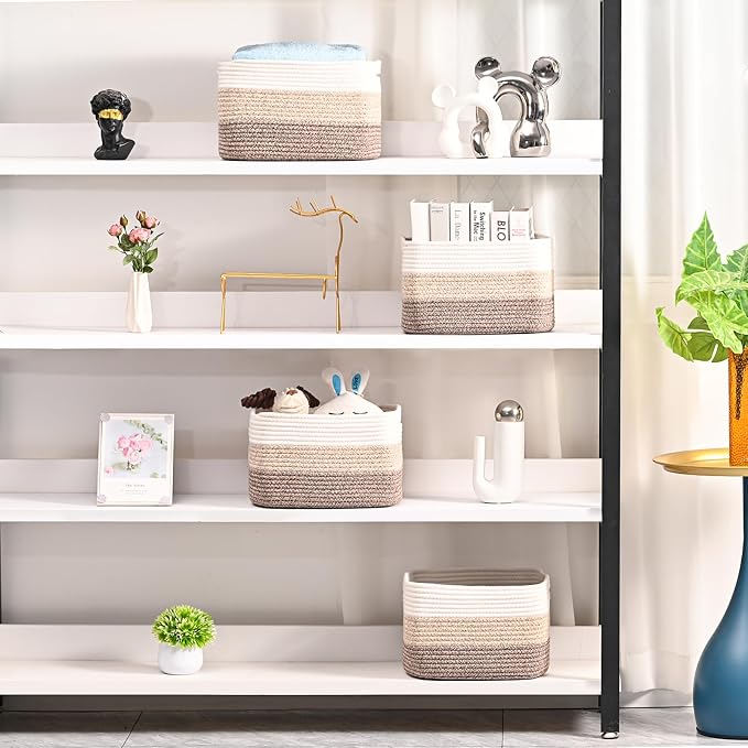 Shelf Baskets for Organizing, Storage Baskets for Shelves, Woven Baskets for - Image 2