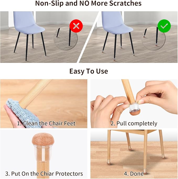 Ezprotekt 24 Pcs Small Clear Silicone Chair Leg Floor Protectors - Image 4
