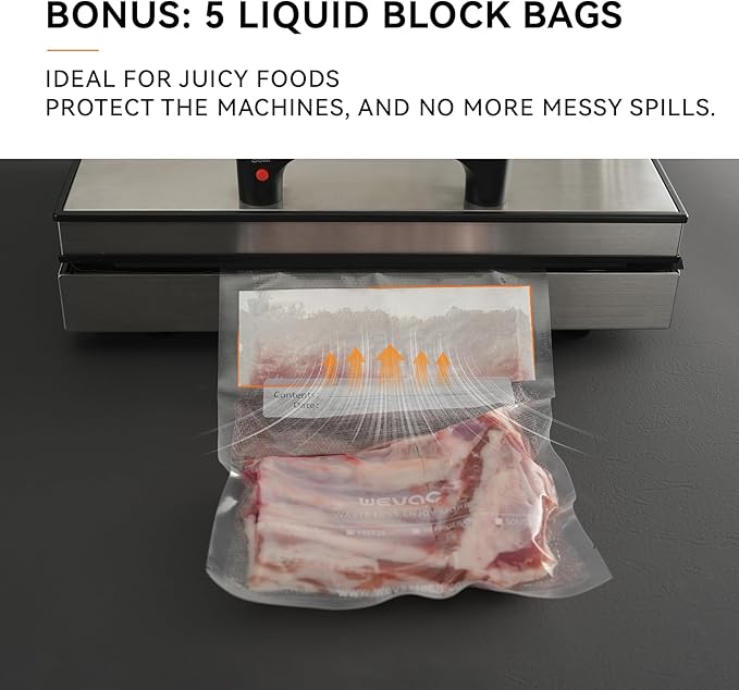 Wevac 11" x 16" Precut Vacuum Sealer Bags, Includes 5 Liquid Block Bags & 5 - Image 4