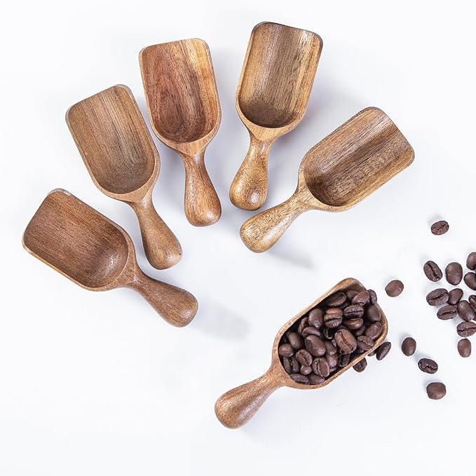 Wooden Scoop for Canisters 6PCS Acacia Wood Scoops for Jars Measuring Spoons by MediterraneanFoodExperience
