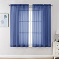 Chyhomenyc Royal Blue Sheer Curtains 63 Inch Length 2 Panels, Rod Pocket Solid by Chyhomenyc
