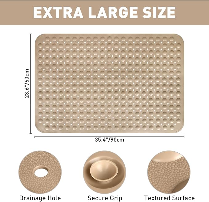 Shower Mat Non Slip: 47.2 x 31.5 Inch Extra Large TPE Shower Mats - Image 2