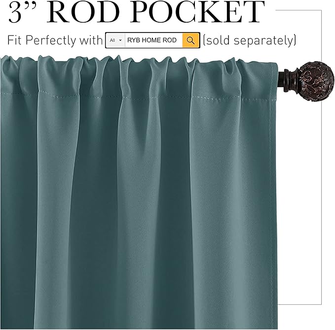RYB HOME Blackout Curtains for Bedroom, Privecy Thermal Insulating Energy - Image 2