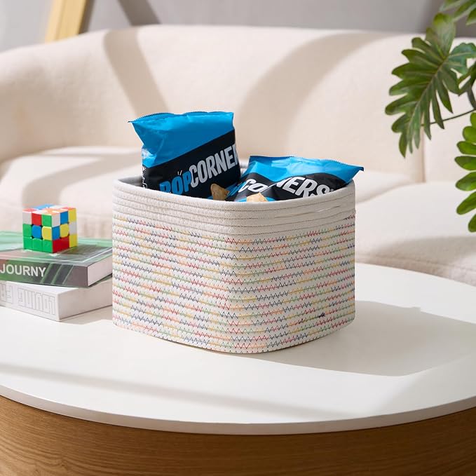 Small Organizing Baskets for Cubes Shelf, 9.7x9.7x7.1 Inch Rope Woven Storage - Image 5