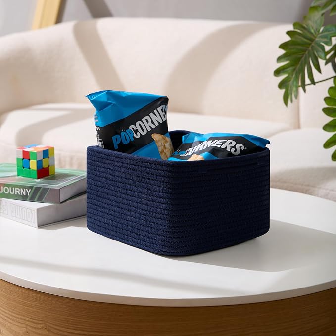 Small Organizing Baskets for Cubes Shelf, 9.7x9.7x7.1 Inch Rope Woven Storage - Image 5