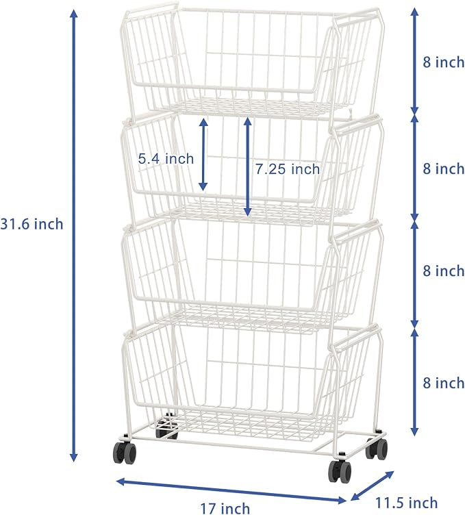 PUSDON Stackable Metal Storage Carts, Dual Use Shelf - Image 7