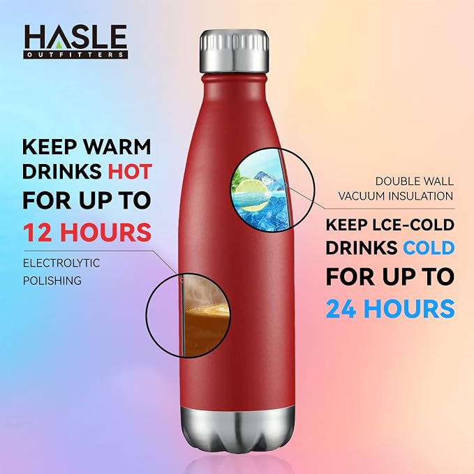 HASLE OUTFITTERS 17oz Stainless Steel Water Bottles, Vacuum Insulated Water - Image 4