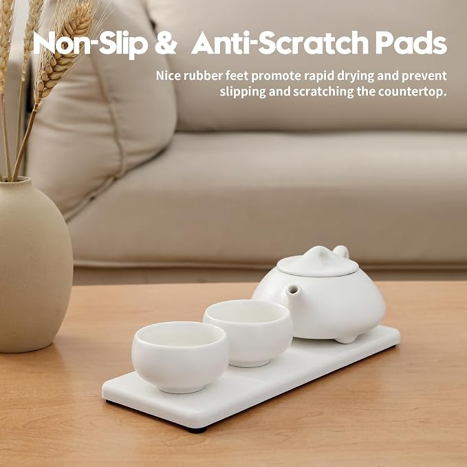 2PCS Bathroom Sink Trays, Water Absorbing Diatomite Stone Quick Drying Mat - Image 4