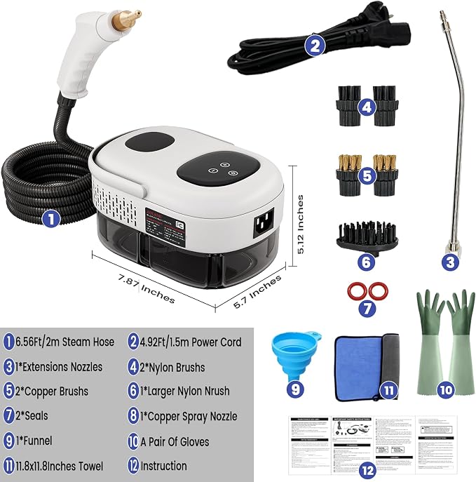 2500W Handheld Steam Cleaner, Portable Car Steamer - Image 7