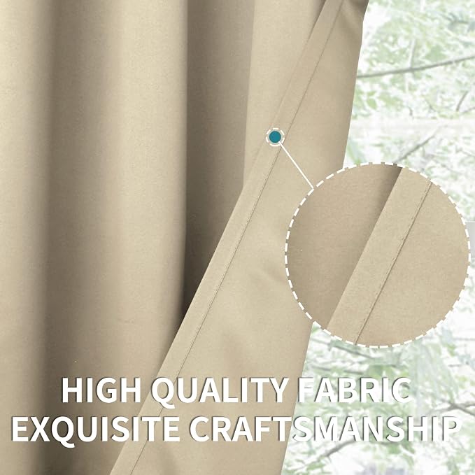 BGment Beige Room Darkening Curtains 72 Inches Long - Image 5