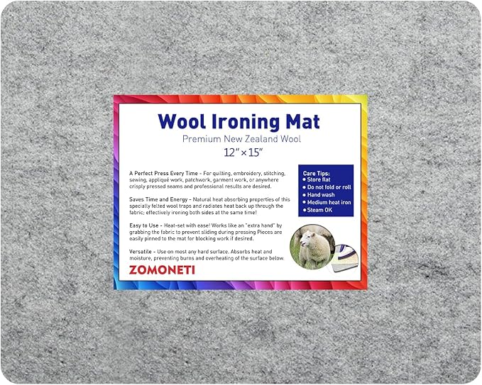 ZOMONETI 15" x 12" Wool Pressing Mat 100% New Zealand Felted Wool Ironing Mat by ZOMONETI