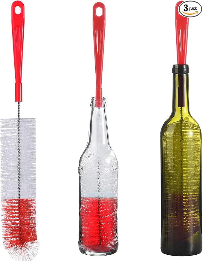 ALINK 3-Pack Long Red Bottle Cleaning Brush by ALINK