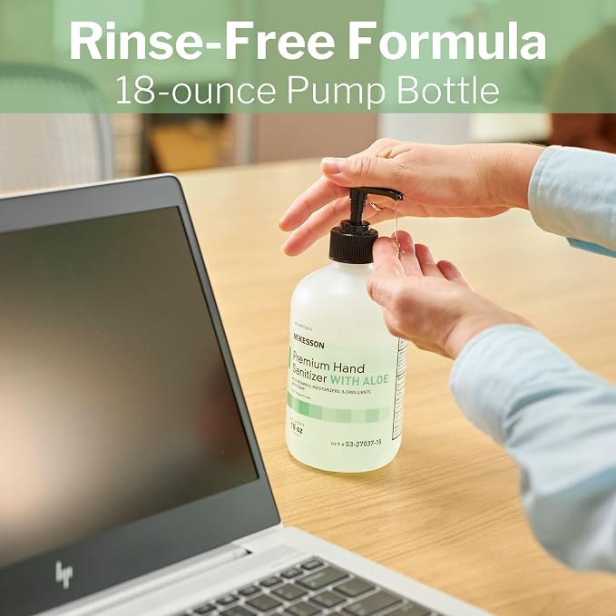 McKesson Hand Sanitizer with Aloe, 18 oz Pump Bottle – Bulk, 70% Ethyl Alcohol - Image 6