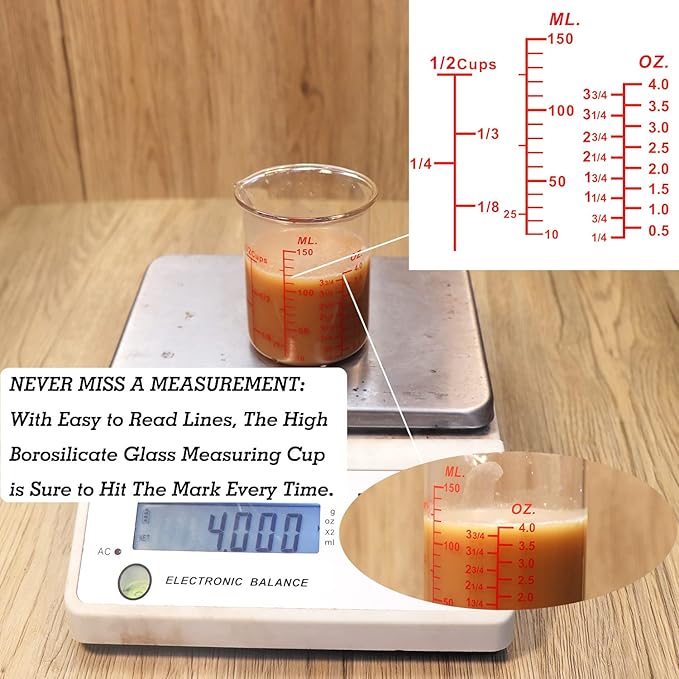 3 Piece Glass Measuring Cup Set, Includes 1/2-Cup, and 2-Cup High Borosilicate - Image 4