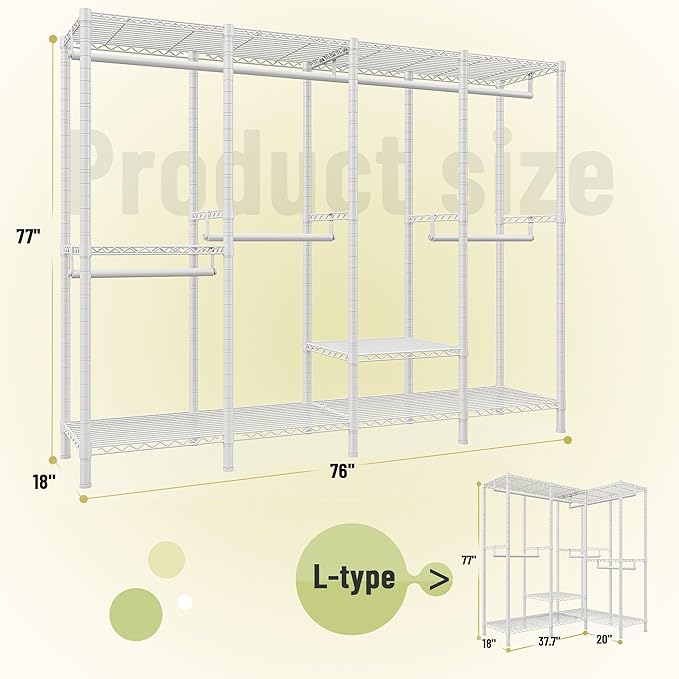 Raybee Heavy Duty Clothes Rack for Hanging Clothes, Clothing Rack - Image 7