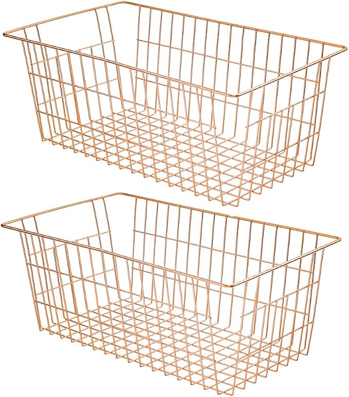 SANNO Wire Storage Basket, Farmhouse Pantre Freezer Baskets bins Metal Baskets by SANNO