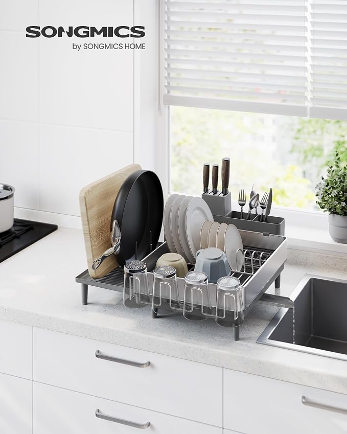 SONGMICS Large Dish Drying Rack, Expandable Dish Dryer - Image 2