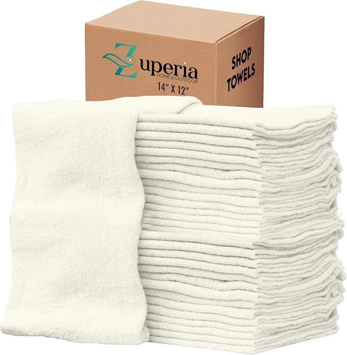 ZUPERIA Cotton Shop Towel – Multipurpose Cleaning Cloths Reusable Shop Rags by Zuperia