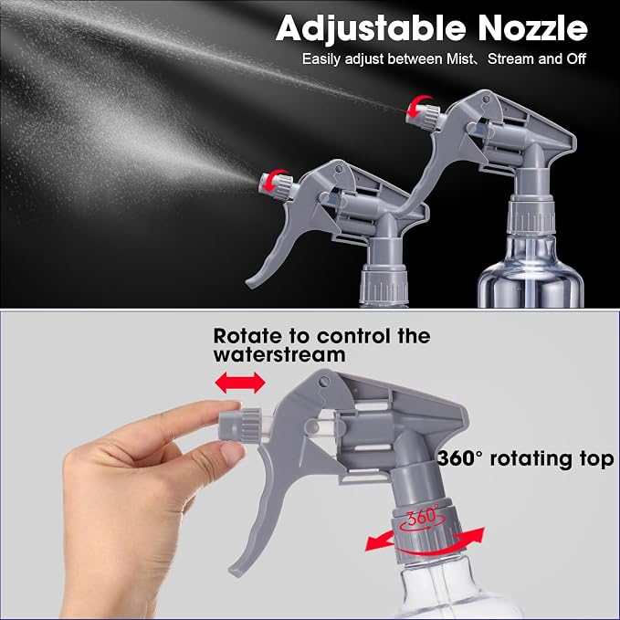 Eccliy 12 Pcs 16 Oz Plastic Spray Bottle, Adjustable Empty Reusable Sprayer - Image 5