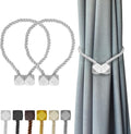 Hion Magnetic Curtain Tiebacks White 2pcs, Curtain Tiebacks Buckles Holdbacks by Hion