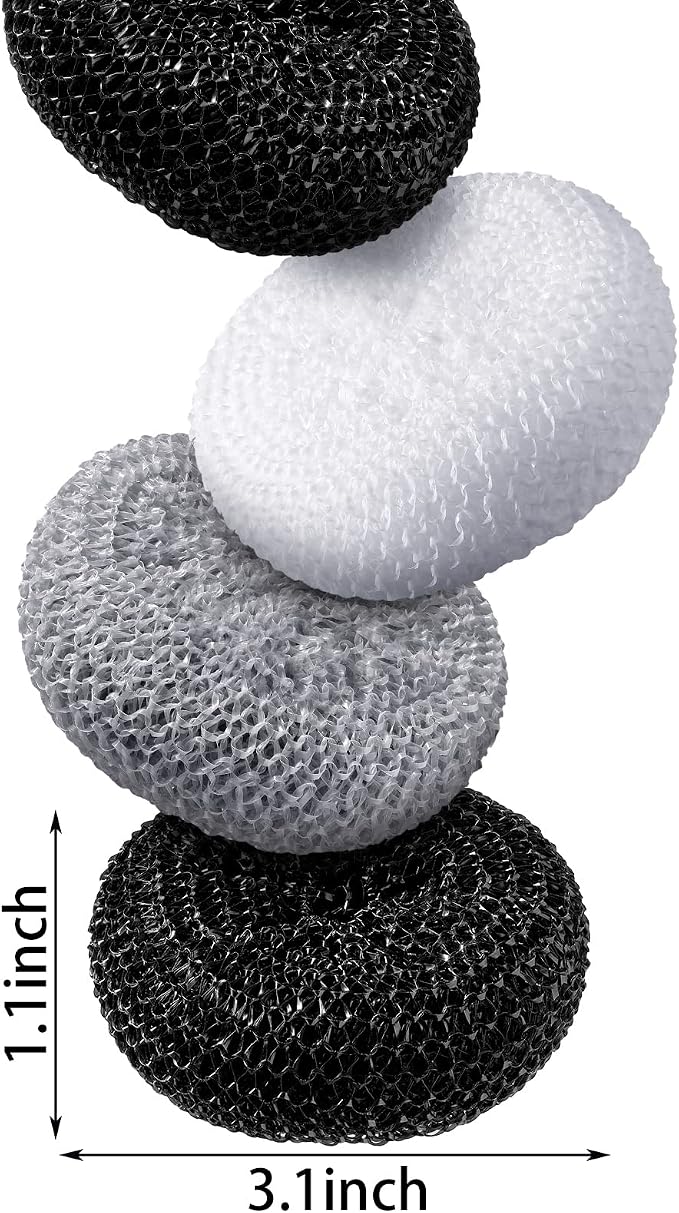 Blulu Plastic Dish Scrubbers for Dishes Pot Round Nylon Pad, Mesh Scouring Non - Image 2