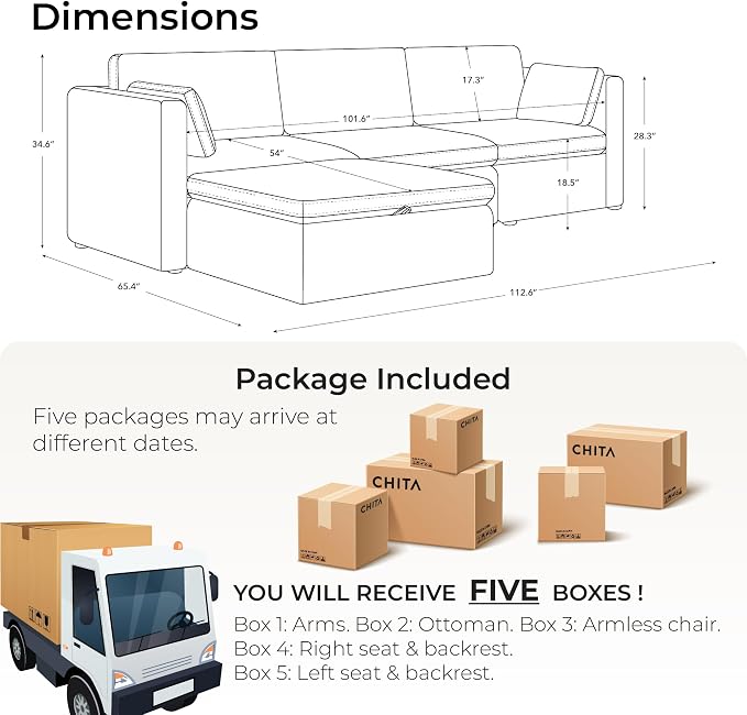 CHITA Oversized Modular Sectional Sofa, FSC Certified L Shaped Sectional Couches - Image 2