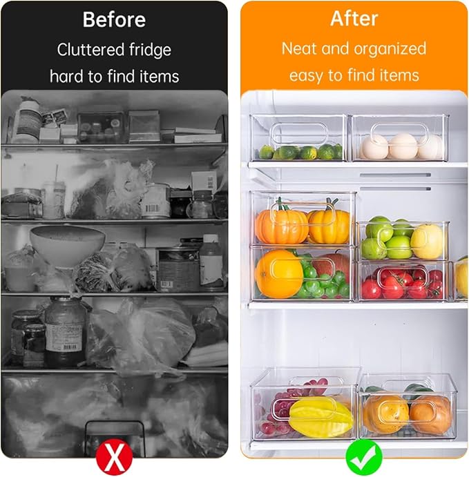 9 Pack Refrigerator Organizer Bins, 3 Sizes Clear Pantry Storage - Image 6