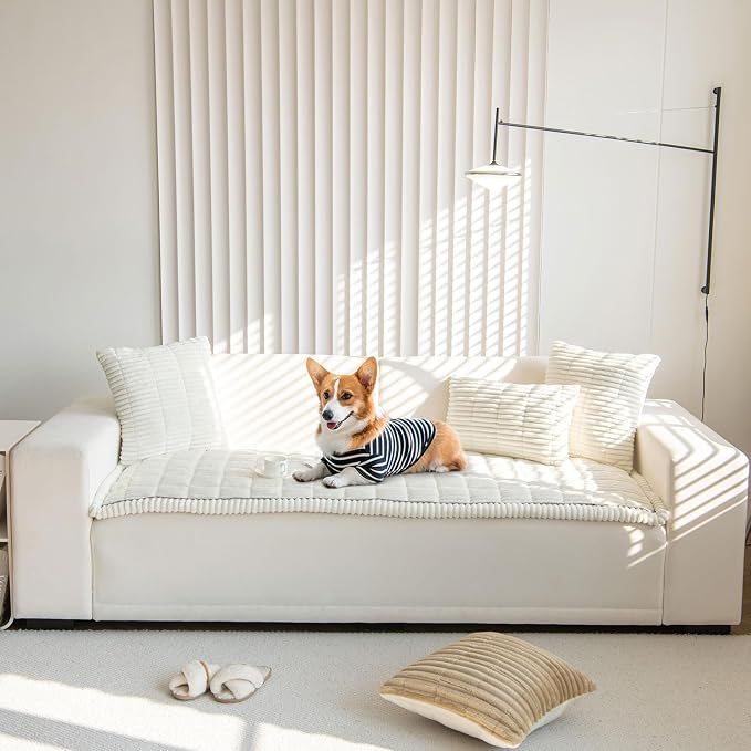 OTOB Couch Covers for 3 Cushion Sofa Pet Friendly, Plush Fuzzy Non Slip Sofa - Image 7