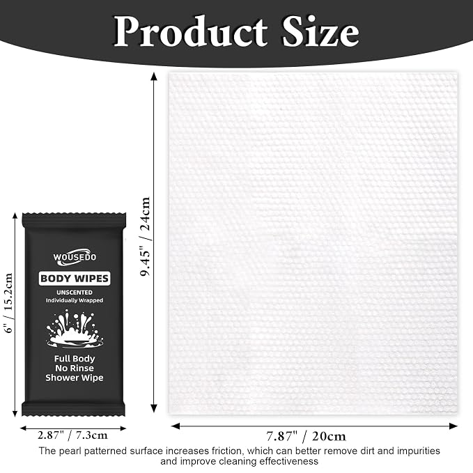 300 Pcs Ultra Thick Soft Large Body Wipes Individually Wrapped, Shower Wipes - Image 2