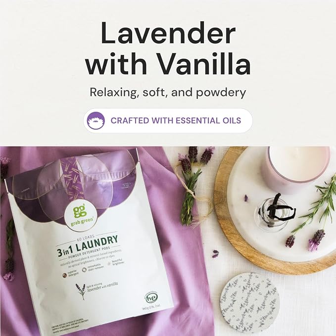 Grab Green 3-in-1 Laundry Detergent Pods, Lavender Vanilla Scent, Plant and - Image 7