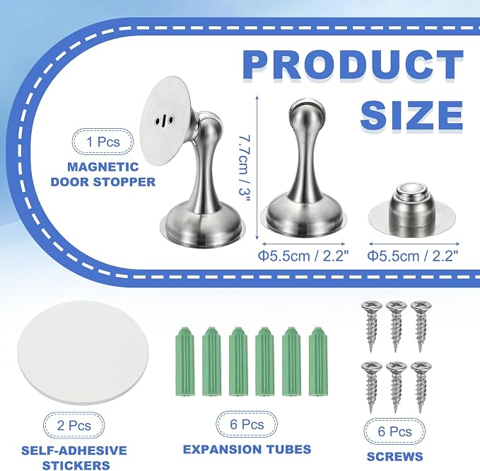 uxcell Magnetic Door Stopper, Stainless Steel Heavy Duty Door Holder, No - Image 2