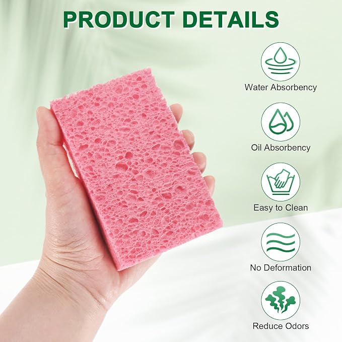 6-Pack Kitchen Sponges, Condense Eco Cellulose Non-Scratch Scrub Heavy Sponge - Image 2