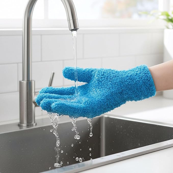 2 Pairs Microfiber Gloves Household Cleaning Glove Plant Dusting Glove Washable - Image 6