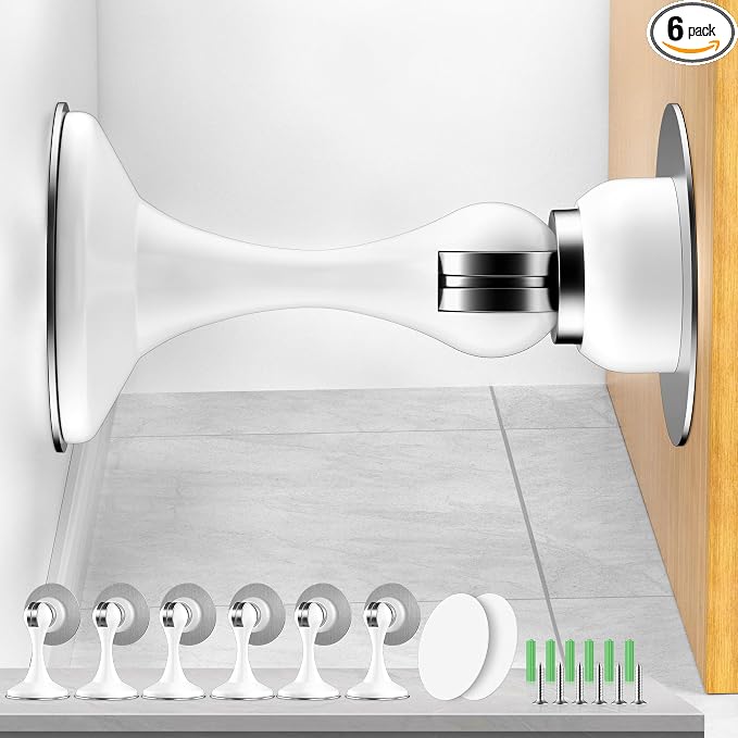 Crosize Magnetic Door Stoppers 6 Pack, Stainless Steel Door Catch by Crosize
