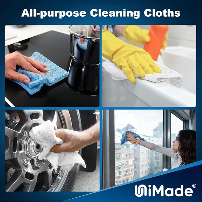 Shop Towels, 100 Sheets Microfiber Cleaning Cloth Commercial Grade Washcloths - Image 7