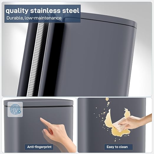 Arlopu 8 Gallon Step Trash Can, Stainless Steel Garbage Bin, Soft-Close Rubbish - Image 6