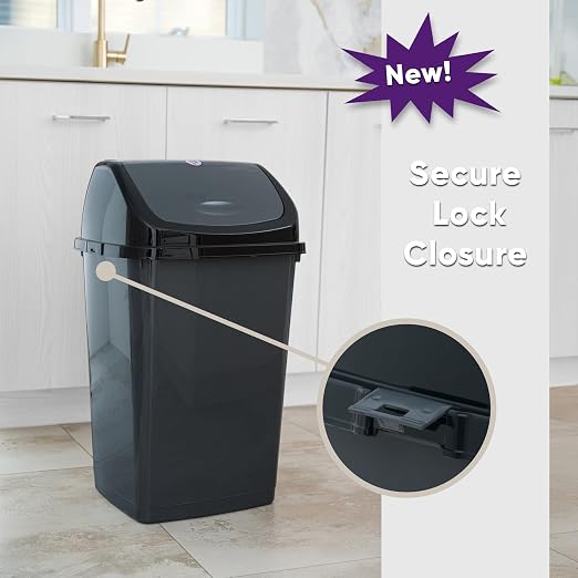 Superio 13 Gallon Plastic Swing Lid Trash Can, and Outdoor Use - Image 5